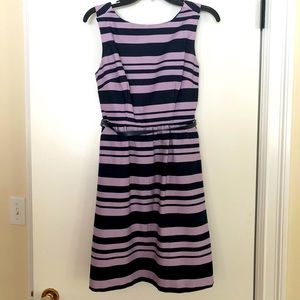 Navy/purple striped dress.